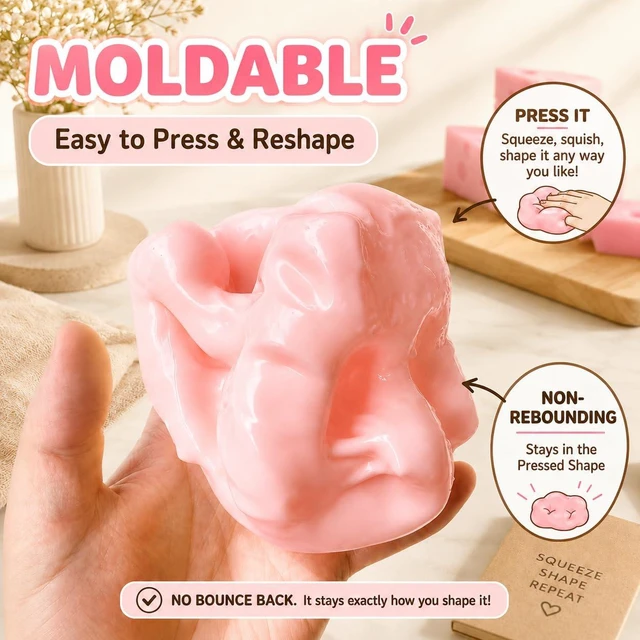 Alt view image 3 of 6 - Swiss Cheese Squishy Toy Dough Texture Stress Relief Fidget Toy for Adults, Anxiety Relief Sensory Tool, Unique Desk Decor, Not Edible