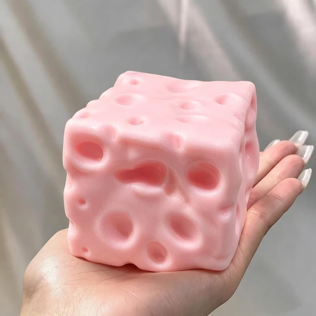 Alt view image 5 of 6 - Swiss Cheese Squishy Toy Dough Texture Stress Relief Fidget Toy for Adults, Anxiety Relief Sensory Tool, Unique Desk Decor, Not Edible