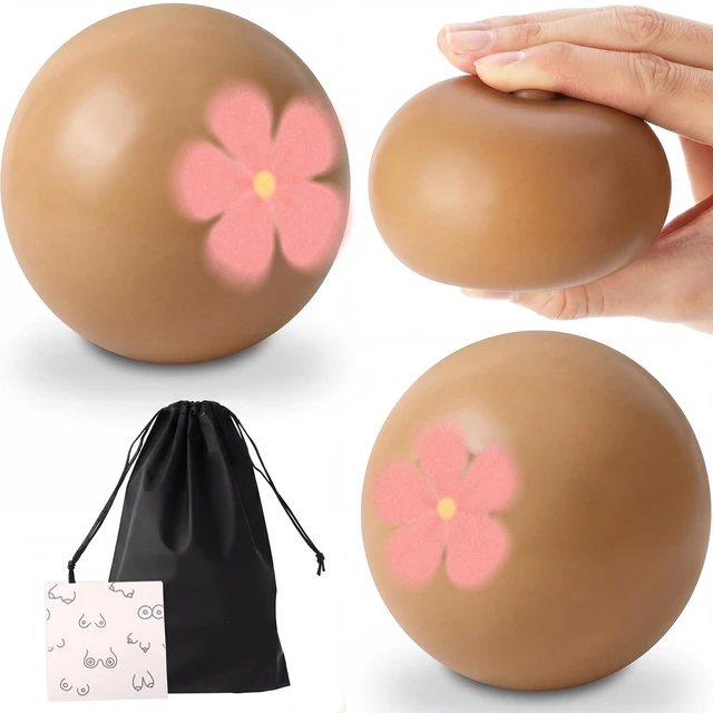 Main image of 2 Pack Soft Balls, Light Brown | Funny Decorative Party Props with Gift Card and Drawstring Storage Bag Halloween Holiday Party Gift Favors for Men