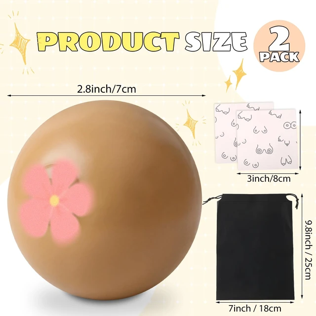 Alt view image 2 of 6 - 2 Pack Soft Balls, Light Brown | Funny Decorative Party Props with Gift Card and Drawstring Storage Bag Halloween Holiday Party Gift Favors for Men