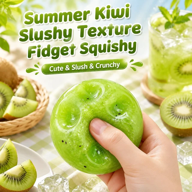 Alt view image 5 of 7 - Squishies, Slushy Kiwi Squishies Stress Relief BallRealistic Crunchy Sounds Kiwi Fruit Slush Stress BallSoft Stress Relief Sensory Fidget Toys for Adults