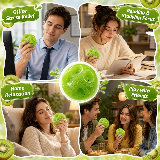 Alt view image 6 of 7 - Squishies, Slushy Kiwi Squishies Stress Relief BallRealistic Crunchy Sounds Kiwi Fruit Slush Stress BallSoft Stress Relief Sensory Fidget Toys for Adults