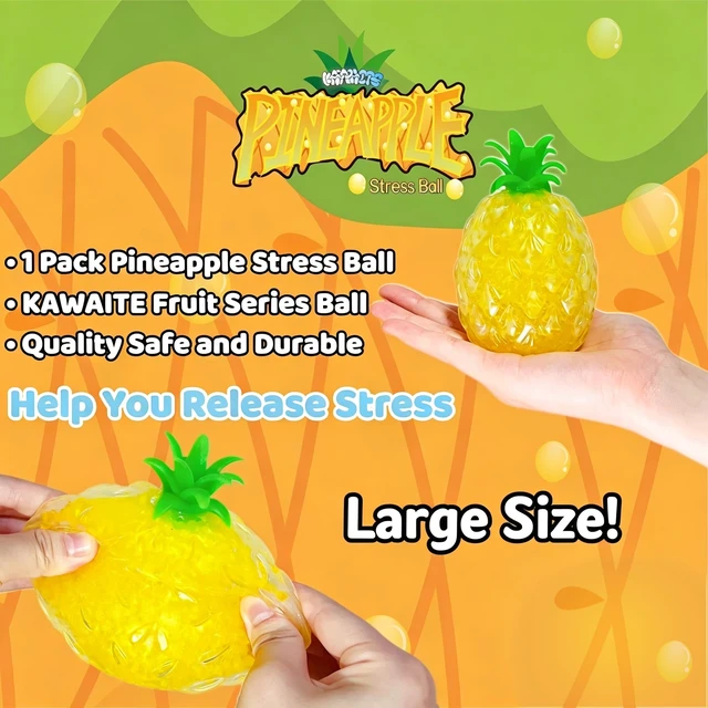Alt view image 2 of 6 - Squishy Stress Balls (1 Pack) Fruit Stress Squishy Ball | Pineapple Squishy Stress Balls for Adults, Ideal for Vase Filler, Home Decor, Christmas Decor, Easter Basket Stuffers