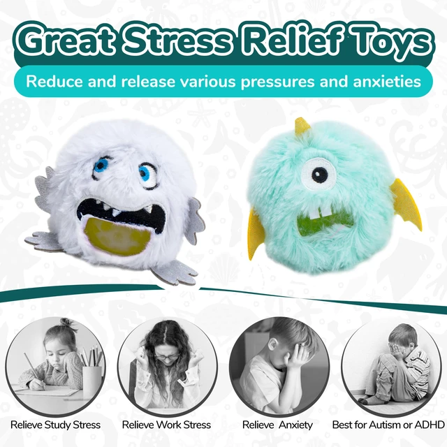 Alt view image 4 of 7 - Toys, Plush Monster Fidget Toys for Kids, Fidget Toys Adults Squishy Toys for Stress Relief, Calming, Focus, Autism and ADHD