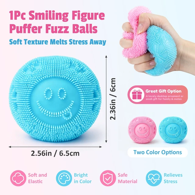 Alt view image 2 of 7 - Squishy Stress Ball, Soft Fidget Squishy Fuzz Squeeze Ball for Anxiety Relief, Slow Rising Memory Foam Squishy, Party Favors Gift for Adults and Kids (Blue)