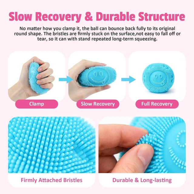 Alt view image 3 of 7 - Squishy Stress Ball, Soft Fidget Squishy Fuzz Squeeze Ball for Anxiety Relief, Slow Rising Memory Foam Squishy, Party Favors Gift for Adults and Kids (Blue)