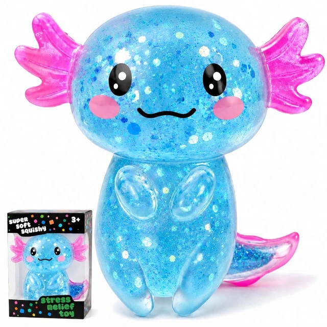 Main image of Squishy Toy,Glitter Stress Relief Axolotl Toy,Cute Malt Sugar Filled Sensory Fidget Toy for Kids Adults,Axolotl Birthday Party Favors Gifts