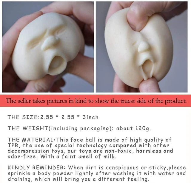 Alt view image 3 of 6 - Human Face Emotion Balls,Fidget Toys Stress Relief Squeeze Ball Stress Toys for Kids and Adults,Sensory Toys for Autism (White, Depressed)