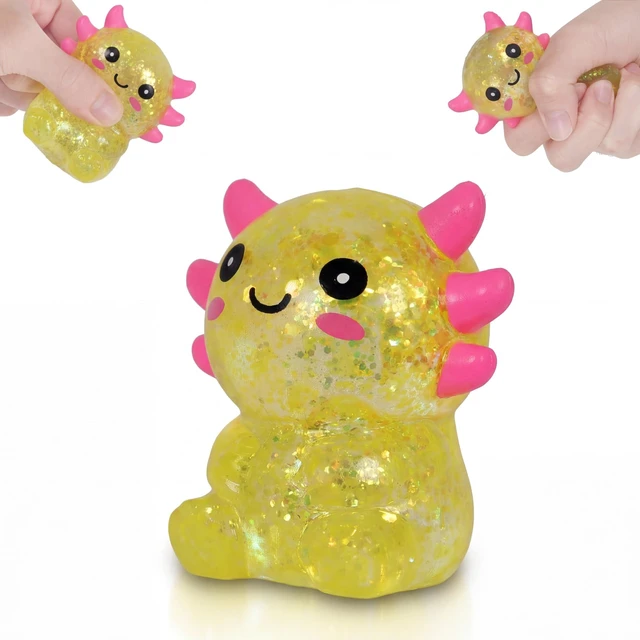 Main image of Axolotl Squishy Toy, Cute Slow Rising Fidget Toy for Stress Relief, Soft Squeeze Sensory Toy for Kids and Adults, Handheld Stress Ball for Anxiety and Focus Sitting Posture Axolotl(Yellow)