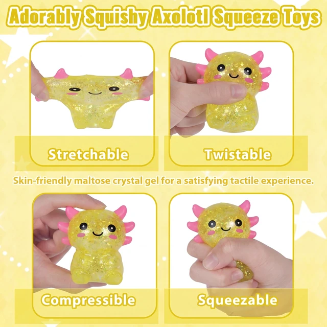 Alt view image 2 of 7 - Axolotl Squishy Toy, Cute Slow Rising Fidget Toy for Stress Relief, Soft Squeeze Sensory Toy for Kids and Adults, Handheld Stress Ball for Anxiety and Focus Sitting Posture Axolotl(Yellow)