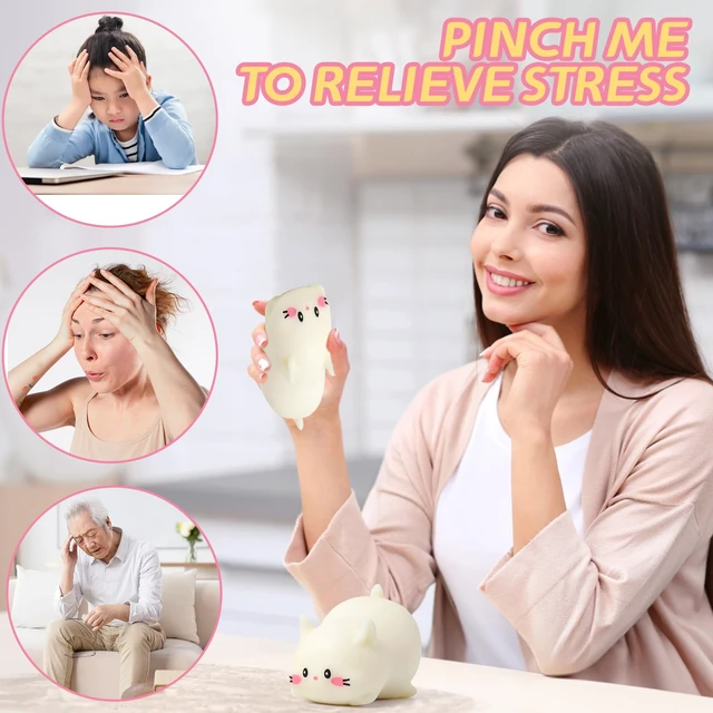 Alt view image 4 of 7 - Balls, Cute Cat Figurines Squishy Balls for Adults Stress Relief | Sensory Fidget Balls, Squishy Animal Collectible Figurines, Dough Squishies Squeeze balls, Party Favors for Adults