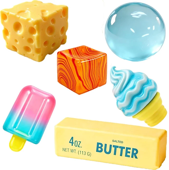 Main image of Rebound Cute Butter Squeeze Stress Balls, 2026 New Squeeze Ball Realistic Butter Stick Soft Squeeze Toys, Upgrade Stress Relief Fidget Toys Wet Slow Rebound Stress Relief Toy (Colorful A)