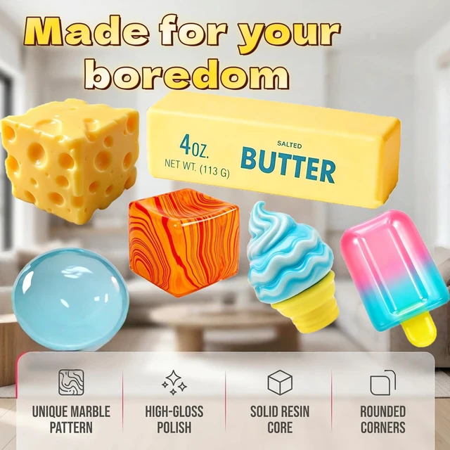Alt view image 3 of 5 - Rebound Cute Butter Squeeze Stress Balls, 2026 New Squeeze Ball Realistic Butter Stick Soft Squeeze Toys, Upgrade Stress Relief Fidget Toys Wet Slow Rebound Stress Relief Toy (Colorful A)