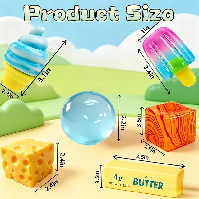 Alt view image 5 of 5 - Rebound Cute Butter Squeeze Stress Balls, 2026 New Squeeze Ball Realistic Butter Stick Soft Squeeze Toys, Upgrade Stress Relief Fidget Toys Wet Slow Rebound Stress Relief Toy (Colorful A)