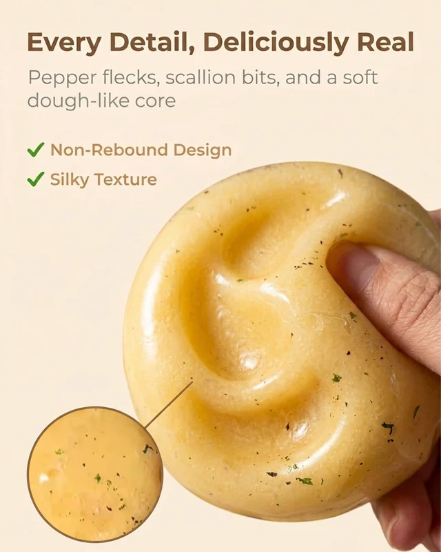 Alt view image 3 of 7 - Squishy Handmade Fidget Realistic Fake Food Stress Ball Mashed Potato Skin Soft Filled Squeeze for Anxiety Relief Toy Squeeze Shapeable for Adults and Teens Party Favors Gift(2in/5cm)