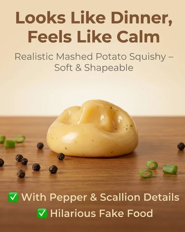 Alt view image 4 of 7 - Squishy Handmade Fidget Realistic Fake Food Stress Ball Mashed Potato Skin Soft Filled Squeeze for Anxiety Relief Toy Squeeze Shapeable for Adults and Teens Party Favors Gift(2in/5cm)