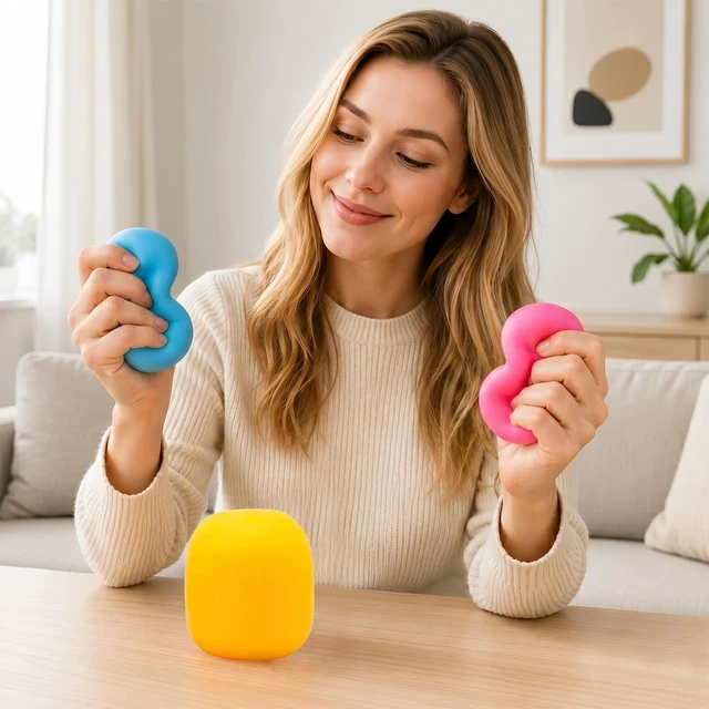 Alt view image 7 of 7 - Squeeze Color Changing Squishy, Slow Stress Balls Fidget Sensory Toys for Adults,Gum Drop Shape Fidgets for Pull Stretch Squishy Toy (Pink)