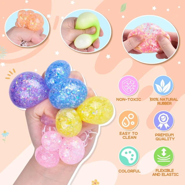 Alt view image 2 of 7 - 14 Pack Stress Balls Set, Squishy Stress Ball, Squeeze Ball for Adults, Suqish Squishies Squeeze Balls for Adults Stress Relief, Anxiety Relief & Focus