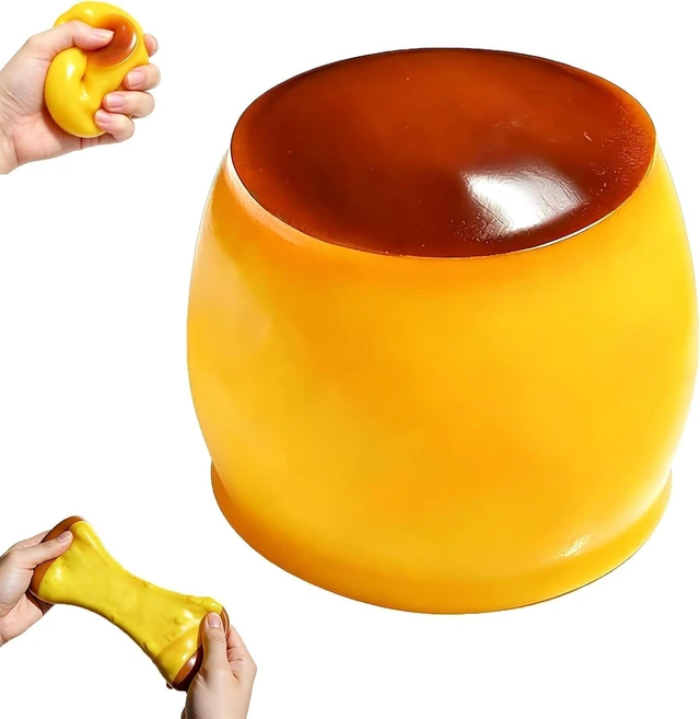 Main image of Pudding Squishy Stress Ball Food Toy, Caramel Pudding Stress Ball Squishy, Cute Realistic Food-Desk Stress Relief
