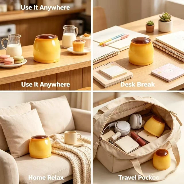 Alt view image 4 of 5 - Pudding Squishy Stress Ball Food Toy, Caramel Pudding Stress Ball Squishy, Cute Realistic Food-Desk Stress Relief