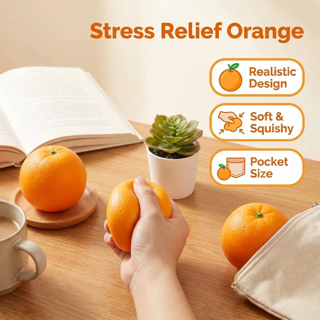 Alt view image 2 of 7 - Squishy, Fast Rebound Fidget Stress Relief Realistic Fruit Squeeze Toy, Anxiety Sensory Stress Squishy Hand Toys, Soft Simulation Fruit Stress Relief Balls, Calming Adults Fidget Toys
