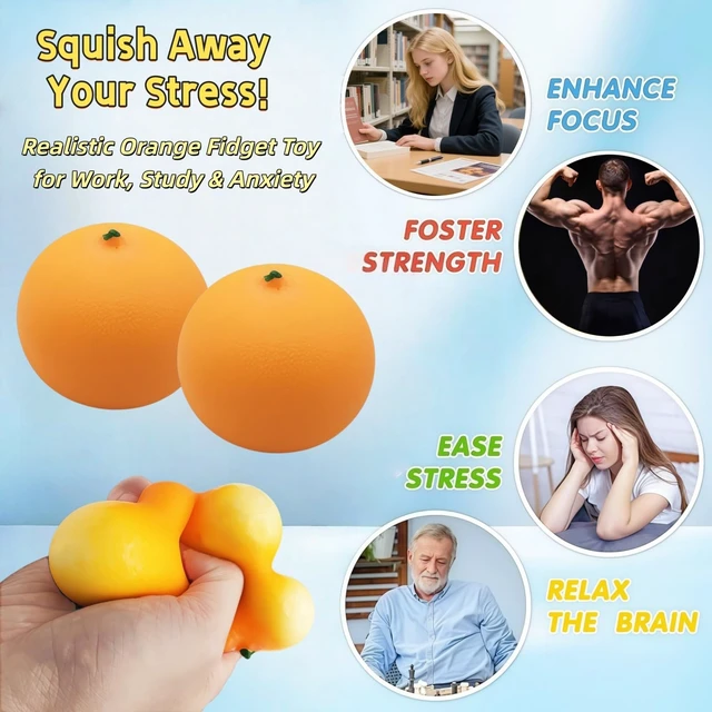 Alt view image 6 of 7 - Squishy, Fast Rebound Fidget Stress Relief Realistic Fruit Squeeze Toy, Anxiety Sensory Stress Squishy Hand Toys, Soft Simulation Fruit Stress Relief Balls, Calming Adults Fidget Toys