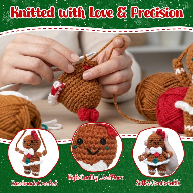 Alt view image 4 of 7 - Gingerbread Christmas Decorations Crochet - Gingerbread Girl Emotional Support Crochet - Teen Girl Gifts Trendy Stuff, Stocking Stuffers Gifts for Teen Girls Daughter Granddaughter Kids Friend