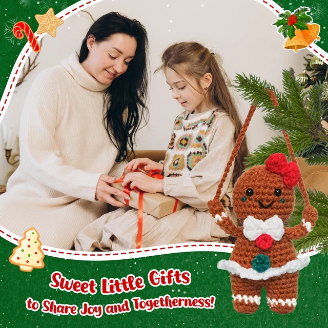 Alt view image 5 of 7 - Gingerbread Christmas Decorations Crochet - Gingerbread Girl Emotional Support Crochet - Teen Girl Gifts Trendy Stuff, Stocking Stuffers Gifts for Teen Girls Daughter Granddaughter Kids Friend