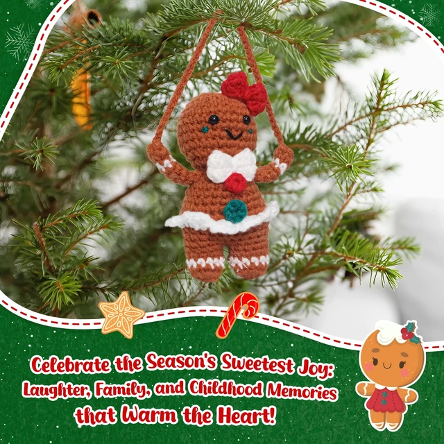 Alt view image 6 of 7 - Gingerbread Christmas Decorations Crochet - Gingerbread Girl Emotional Support Crochet - Teen Girl Gifts Trendy Stuff, Stocking Stuffers Gifts for Teen Girls Daughter Granddaughter Kids Friend