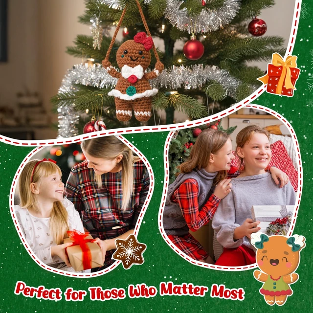 Alt view image 7 of 7 - Gingerbread Christmas Decorations Crochet - Gingerbread Girl Emotional Support Crochet - Teen Girl Gifts Trendy Stuff, Stocking Stuffers Gifts for Teen Girls Daughter Granddaughter Kids Friend