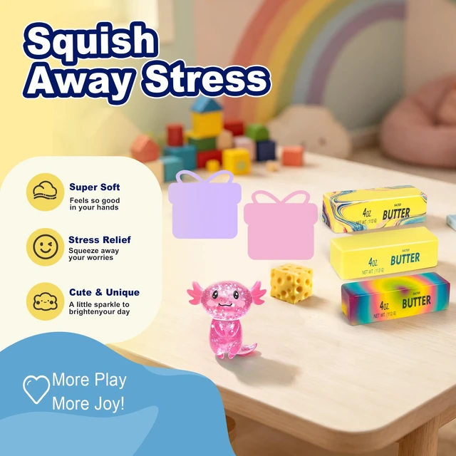 Alt view image 2 of 7 - Squishy Toy Set,Each Set Contains 1 Squishy Blind Box,Cheese Squishy and Butter Squeeze Toy, Calming Anxiety Gifts for Kids & Adults