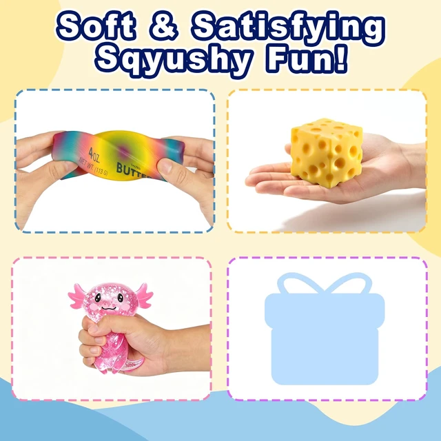 Alt view image 7 of 7 - Squishy Toy Set,Each Set Contains 1 Squishy Blind Box,Cheese Squishy and Butter Squeeze Toy, Calming Anxiety Gifts for Kids & Adults