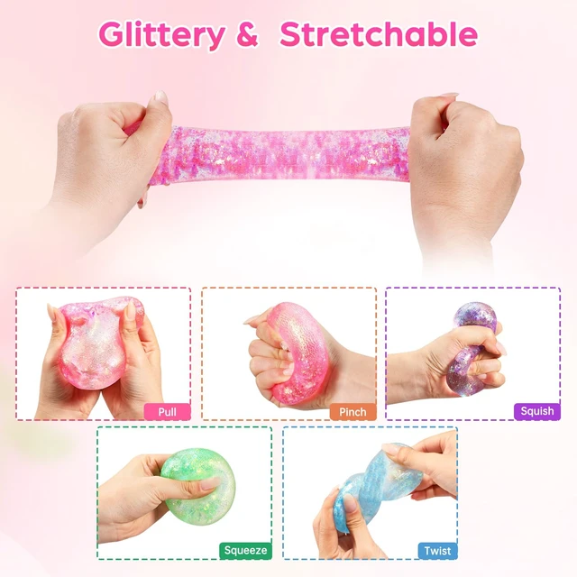 Alt view image 5 of 7 - Squishy, Sugar Slow Rising Squishy Fidget Toys, Glitter Textured Sensory Squeeze Stress Balls, Anxiety Relief Fidget Toys for Kids and Adults Birthday Easter Party Favor Gifts(Pink)