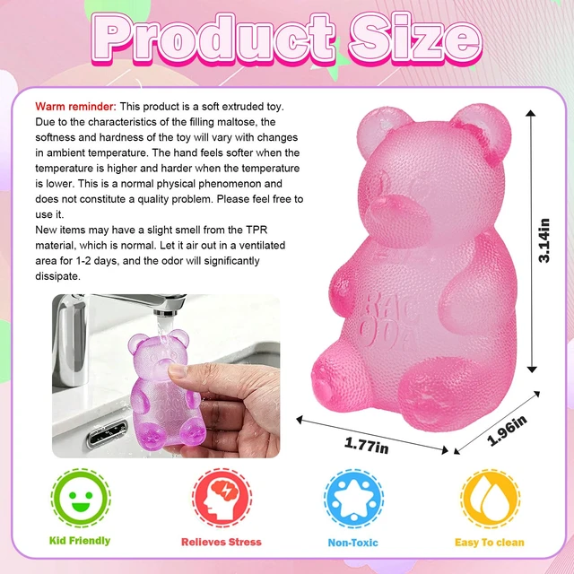 Alt view image 2 of 6 - Bear & Sugar Ball Designs, Anxiety Relief & Focus Toy, Maltose Filled Squeeze Toys for Sensory PlaySensory Fidget Toys for Adults, Kids, Slow Rising Squishy Stress Ball ( Pink)