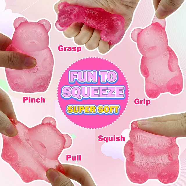 Alt view image 4 of 6 - Bear & Sugar Ball Designs, Anxiety Relief & Focus Toy, Maltose Filled Squeeze Toys for Sensory PlaySensory Fidget Toys for Adults, Kids, Slow Rising Squishy Stress Ball ( Pink)