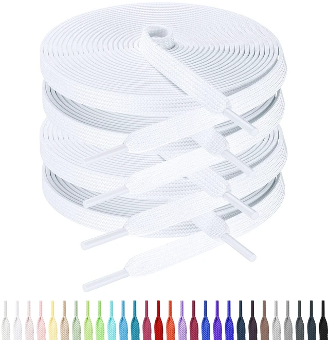 Main image of Flat Shoe Laces for Sneakers, 5/16" Wide Shoelaces for Sneakers | Refresh Worn Sneakers, Strong Braided Polyester, Double-layer weave, anti-fray, 2 Pairs, Multiple Lengths & Colors Available