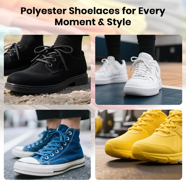 Alt view image 6 of 7 - Flat Shoe Laces for Sneakers, 5/16" Wide Shoelaces for Sneakers | Refresh Worn Sneakers, Strong Braided Polyester, Double-layer weave, anti-fray, 2 Pairs, Multiple Lengths & Colors Available