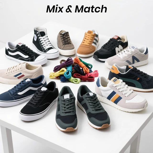 Alt view image 3 of 7 - Flat Shoe Laces for Sneakers, 5/16" Wide Shoelaces for Sneakers | Refresh Worn Sneakers, Strong Braided Polyester, Double-layer weave, anti-fray, 2 Pairs, Multiple Lengths & Colors Available