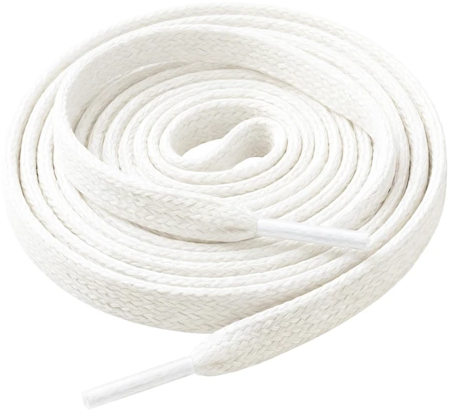 Main image of 5/16" Double Layer Flat Shoelaces - Non-Slip, No-Fray, No-Pilling, 21 Colors & 14 Sizes, Universal Fit for Sneakers Boots Dress Shoes, White 54"(137cm)