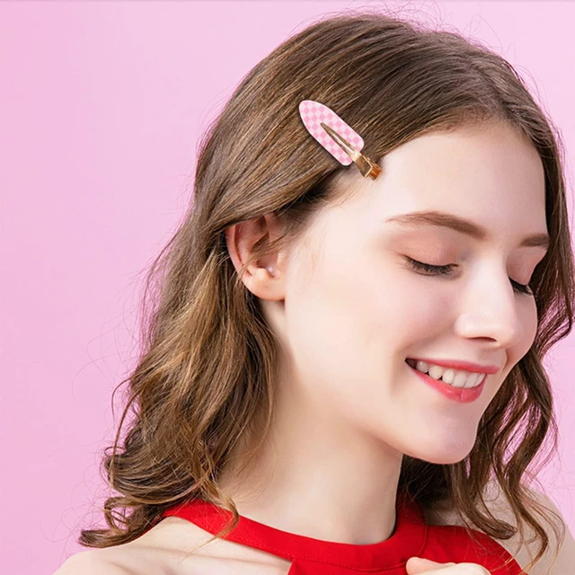Alt view image 2 of 6 - 9PCS No Bend Checkerboard Creaseless Hair Clips for Makeup Women | No Crease Curl Pins, Acrylic Resin Cute Flat Clip, Colorful Bang Seamless Duckbill Hair Barrette for Hairstyle Accessories