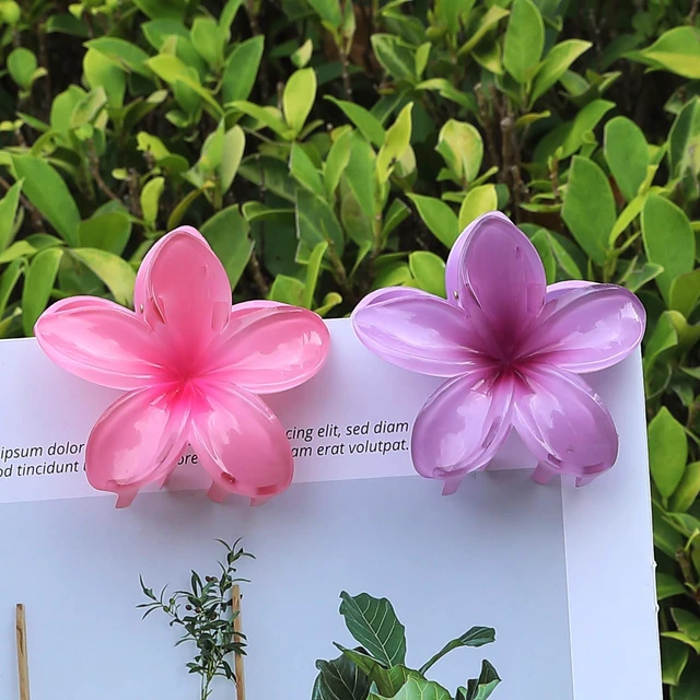 Alt view image 6 of 7 - Flower Hair Clips for Women 6 Pcs Hawaiian Large Claw Clips Plumeria Medium Hair Claw Clips for Thick Thin Hair Hibiscus Tropical Beach Hair Accessories for Women Girls and Girls (PS)