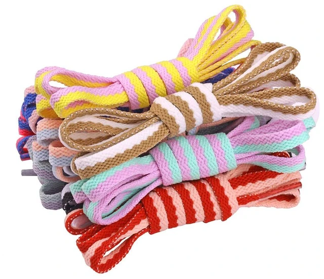 Main image of 9 Pairs Fashion DIY 2 Colors Mix Flat Shoelaces,45'' | for Sneakers White Shoes Boots Martins