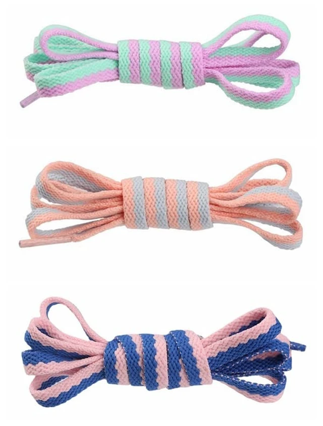 Alt view image 5 of 7 - 9 Pairs Fashion DIY 2 Colors Mix Flat Shoelaces,45'' | for Sneakers White Shoes Boots Martins