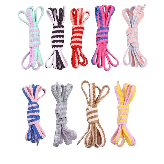Alt view image 3 of 7 - 9 Pairs Fashion DIY 2 Colors Mix Flat Shoelaces,45'' | for Sneakers White Shoes Boots Martins