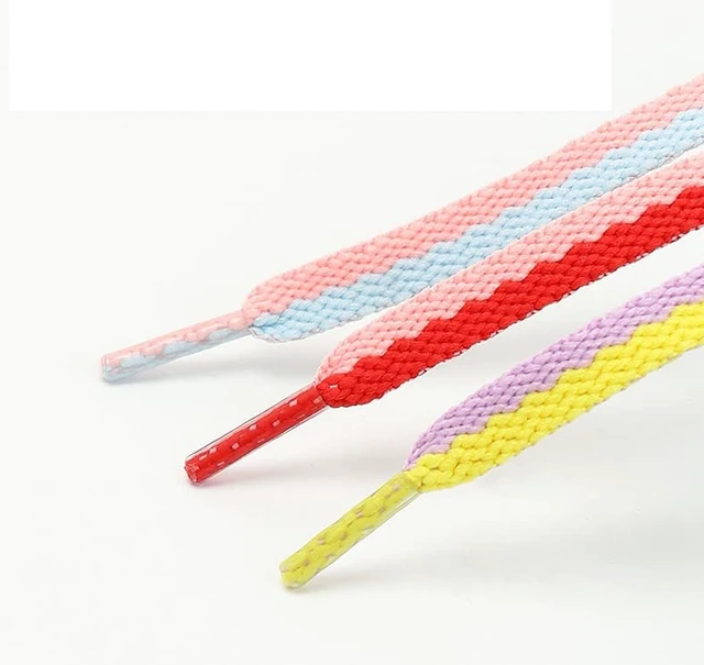 Alt view image 6 of 7 - 9 Pairs Fashion DIY 2 Colors Mix Flat Shoelaces,45'' | for Sneakers White Shoes Boots Martins