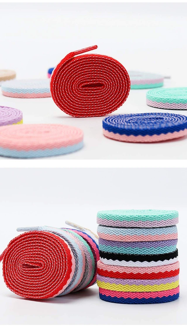 Alt view image 4 of 7 - 9 Pairs Fashion DIY 2 Colors Mix Flat Shoelaces,45'' | for Sneakers White Shoes Boots Martins