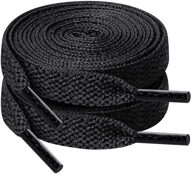 Main image of 120cm/47inch Flat Shoe Laces for Sneakers, Sturdy Polyester with Non-Fray Tips, Ideal for Various Wear and Bags, Black