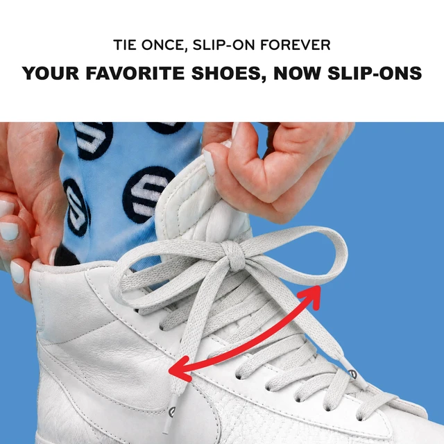 Alt view image 2 of 7 - Flat Elastic Stretch Shoelaces, White, 55 in | Tie once for a no-tie slip-on. Stretchy, elastic laces that stay secure all day for sneakers, kids, adults and running.