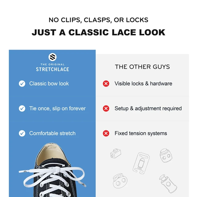 Alt view image 6 of 7 - Flat Elastic Stretch Shoelaces, White, 55 in | Tie once for a no-tie slip-on. Stretchy, elastic laces that stay secure all day for sneakers, kids, adults and running.
