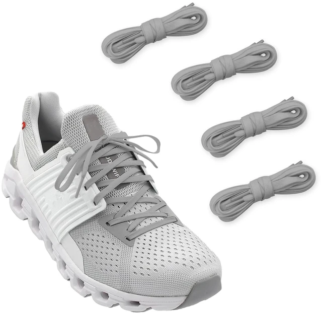 Main image of 2 Pairs 1/4"(6mm) Flat Thin Shoe Laces for On Cloud, Gray, 47in | Polyester, Athletic Shoelaces Shoe Strings Replacement Laces for Running Sneakers